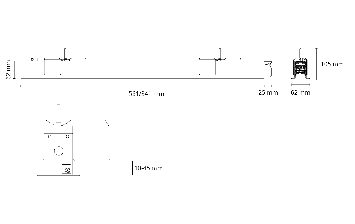 Lineal Recessed Cubic 840 Weiss 2220lm 4000K Ra>80 DALI / Push Dim