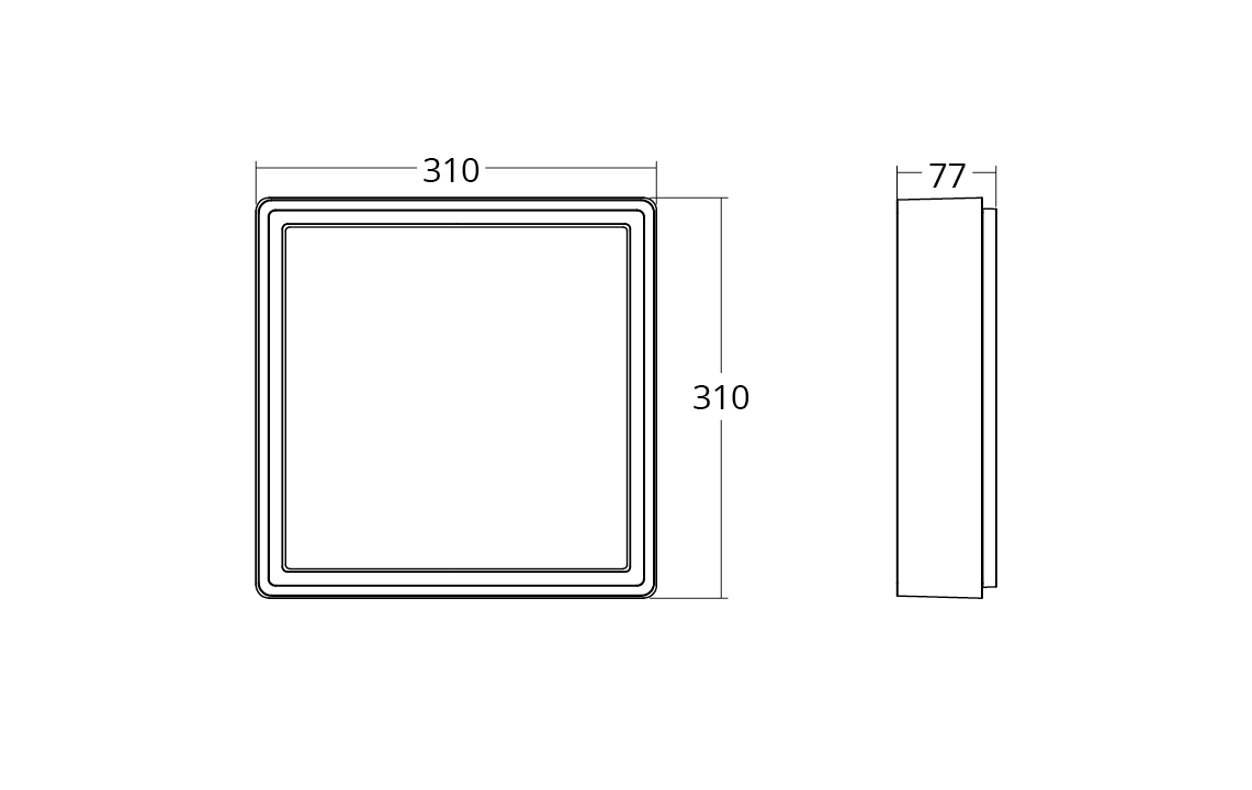 Frame Square Maxi Schwarz 1980lm 3000K Ra>80 Sensor Notlicht