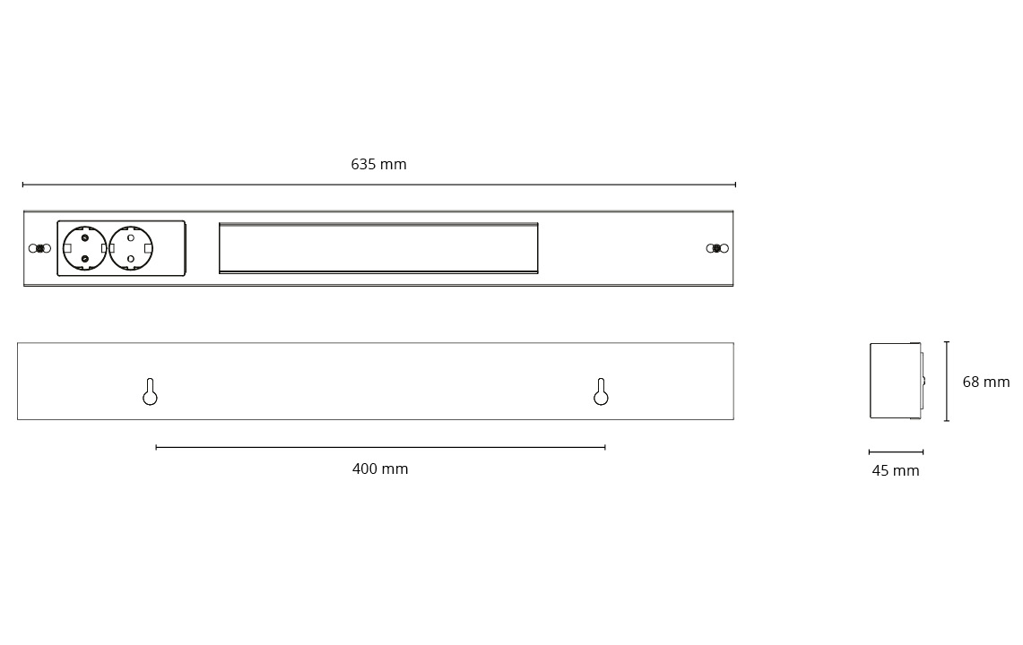 Namsen 600 Vit m/ dubbla uttag 920lm 3000K Ra>80 DALI / Push Dim