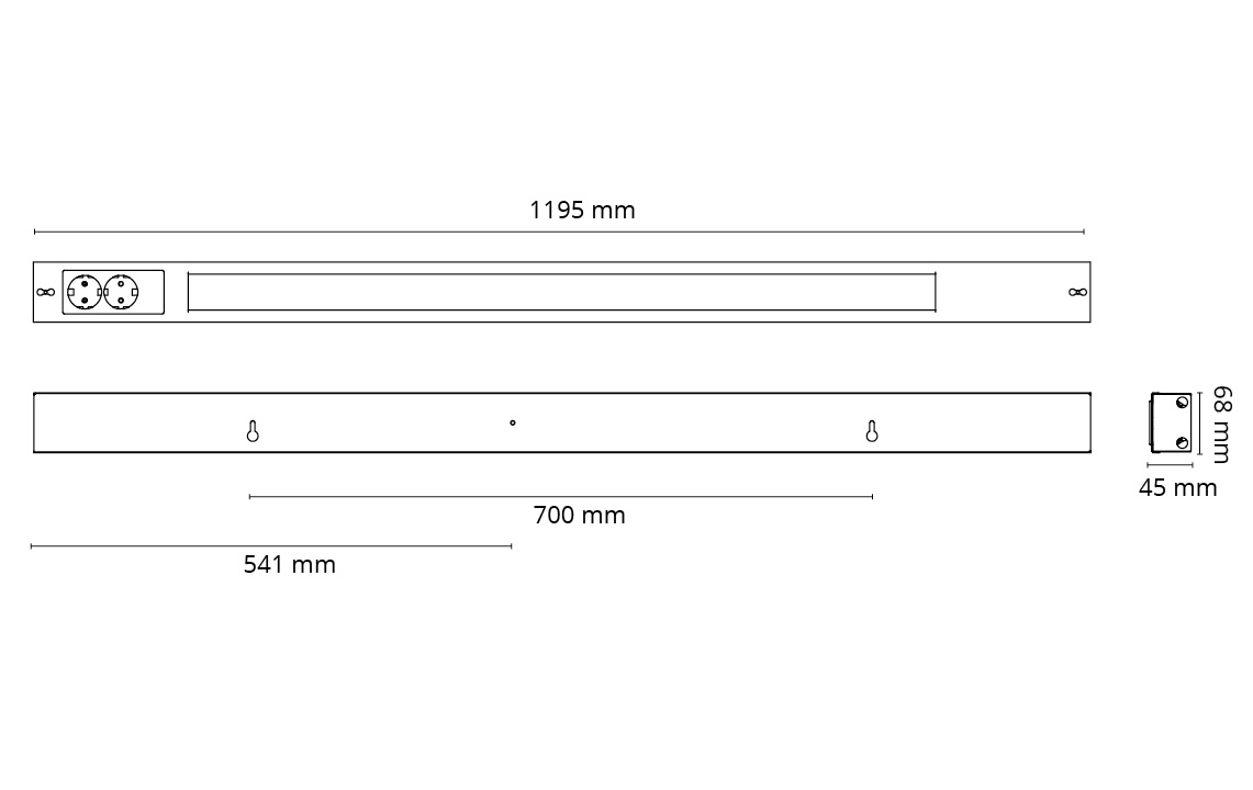 Namsen 1200 Vit m/ dubbla uttag 2110lm 3000K Ra>80 DALI / Push Dim